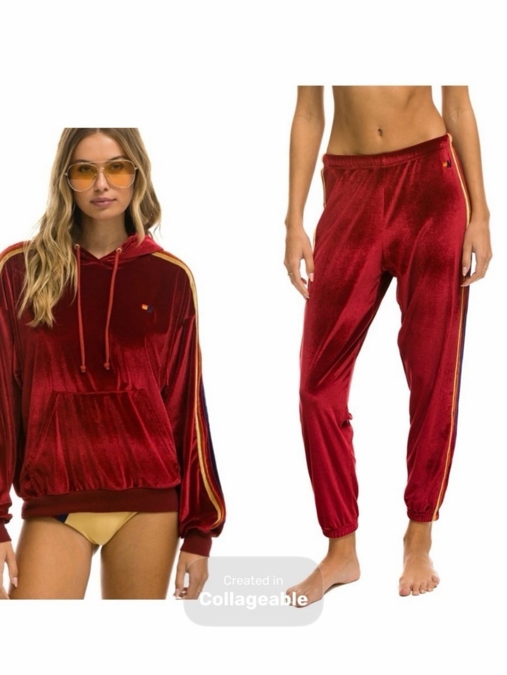 Aviator Nation Red Velour Track Set!